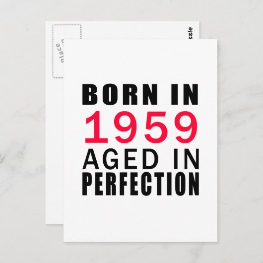 Carte Postale Né En 1959 En Perfection (Devant / Derrière)