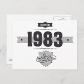 Carte Postale Né en 1983 (Dark&Lightgrey) (Devant / Derrière)