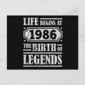 Carte Postale Né en 1986 Légende 39e Anniversaire (Devant)