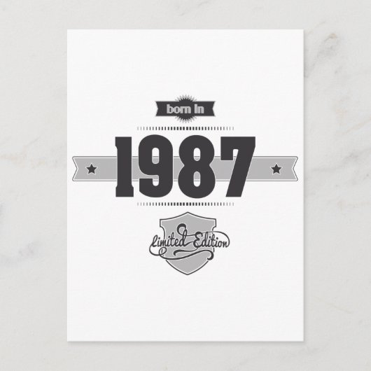 Carte Postale Né en 1987 (Dark&Lightgrey) (Devant)