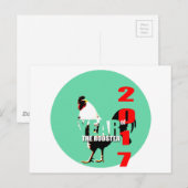 Carte Postale Né en  Année du Coq de feu chinois Anniversaire 20 (Devant / Derrière)