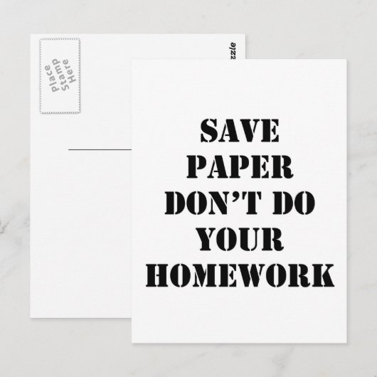 Carte Postale Ne fais pas tes devoirs (Devant / Derrière)