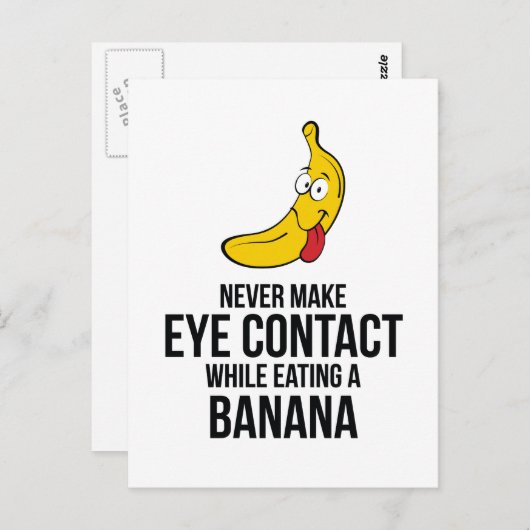 Carte Postale Ne Jamais Contacter Les Yeux En Mangeant Un Banan (Devant / Derrière)