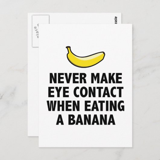 Carte Postale Ne Jamais Contacter Les Yeux En Mangeant Une Banan (Devant / Derrière)
