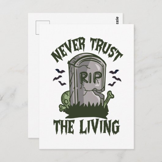Carte Postale Ne jamais faire confiance à Living Funny Éffrayant (Devant / Derrière)