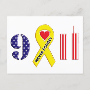 Carte Postale Ne jamais oublier le 11 septembre Ruban jaune