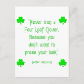 Carte Postale Ne jamais repasser un trèfle à quatre feuilles.... (Devant)