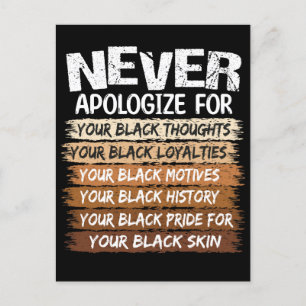 Carte Postale Ne jamais s'excuser Mois de l'histoire des Noirs