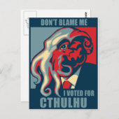 Carte Postale Ne me blâmez pas, j'ai voté pour Cthulhu (Devant / Derrière)
