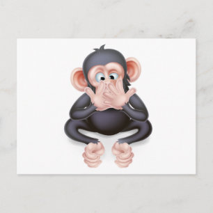 Carte Postale Ne parlez pas de singe caricaturale mal