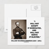 Carte Postale Ne Pas Accepter S'Il N'Y A Pas De Citation Sherman (Devant / Derrière)