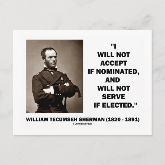 Carte Postale Ne Pas Accepter S'Il N'Y A Pas De Citation Sherman (Devant)