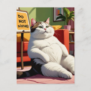 Carte Postale Ne pas déranger le gros chat amusant