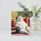 Carte Postale Ne pas déranger le gros chat amusant (Debout devant)
