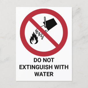 Carte Postale Ne Pas Extincer Avec L'Eau, Panneau D'Interdiction