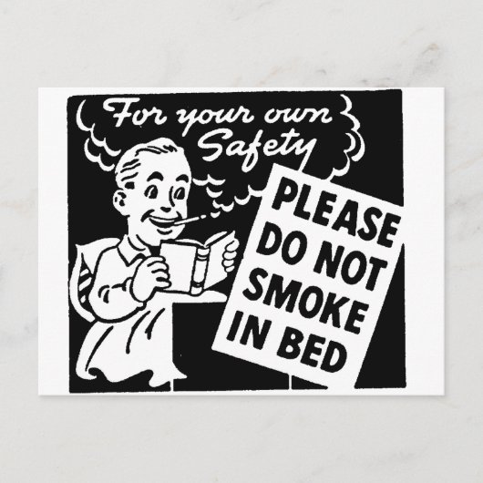 Carte Postale Ne pas fumer dans le lit (Devant)