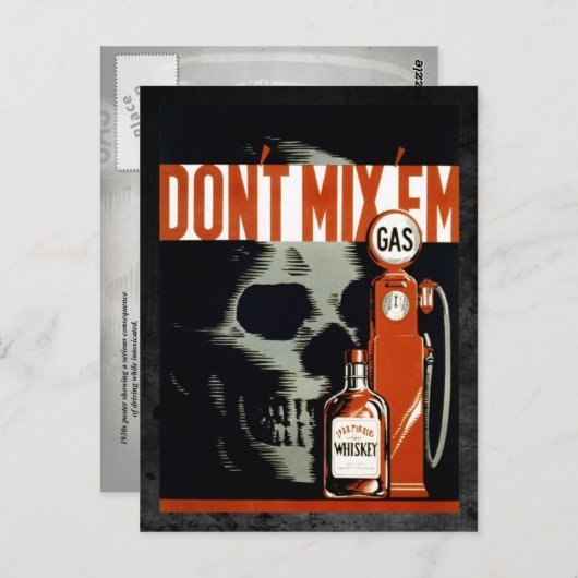 Carte Postale Ne pas mélanger Em - Ne pas boire et conduire (Devant / Derrière)