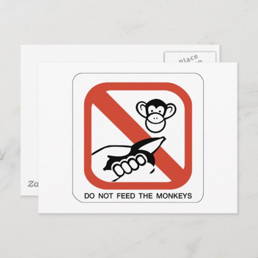 Carte Postale Ne Pas Nourrir Le Singe I (Devant / Derrière)