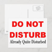 CARTE POSTALE NE PAS PERTURBER (Devant / Derrière)