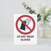 Carte Postale Ne pas porter de gants, signe d'interdiction (Debout devant)