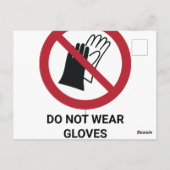 Carte Postale Ne pas porter de gants, signe d'interdiction (Dos)