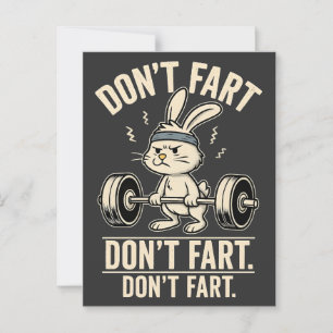 Carte Postale 🏋️ ‍ ♂️ Ne pète pas Bunny - Drôle Humour de gym
