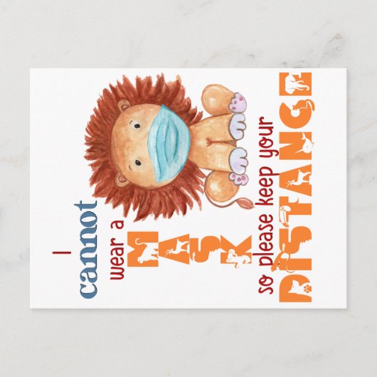 Carte Postale Ne peut pas porter de masque - Lion (Devant)