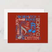 Carte Postale Né pour danser Bleu/Blanc/Toute couleur ID277 (Devant / Derrière)