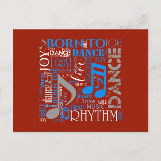 Carte Postale Né pour danser Bleu/Blanc/Toute couleur ID277 (Devant)