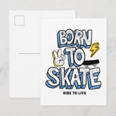 Carte Postale Né pour faire du skate, rouler pour vivre (Devant / Derrière)