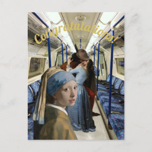 Carte Postale Ne regardez pas Fille au collier de perles Félicit