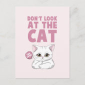 Carte Postale Ne regardez pas le chat - Drôle chat blanc (Devant)