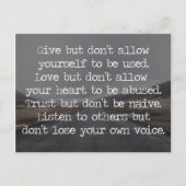 Carte Postale Ne vous laissez pas utiliser la citation (Devant)