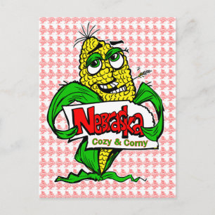 Carte postale Nebraska Cartoon Corn Cob