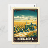 Carte Postale Nebraska | Esprit patriotique Vintage (Devant / Derrière)