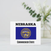 Carte Postale Nebraska, État Cornhusker, Drapeau (Debout devant)