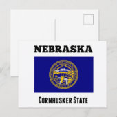 Carte Postale Nebraska, État Cornhusker, Drapeau (Devant / Derrière)