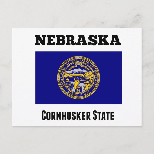 Carte Postale Nebraska, État Cornhusker, Drapeau (Devant)