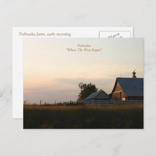 Carte Postale Nebraska"Où commence l'Occident" (Devant / Derrière)