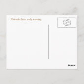 Carte Postale Nebraska"Où commence l'Occident" (Dos)