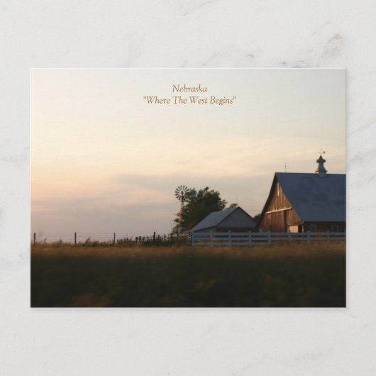 Carte Postale Nebraska"Où commence l'Occident" (Devant)