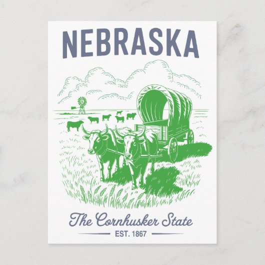 Carte Postale Nebraska The Cornhusker State Ét. 1867 Bœufs (Devant)