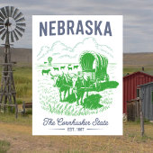 Carte Postale Nebraska The Cornhusker State Ét. 1867 Bœufs