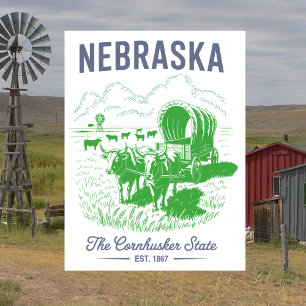 Carte Postale Nebraska The Cornhusker State Ét. 1867 Bœufs 