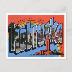 Carte postale Nebraska Vintage Big Letters