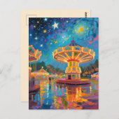 Carte Postale Nebula Night Carousel - Van Gogh Inspired Art (Devant / Derrière)