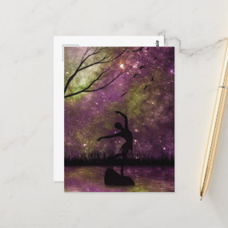 Carte Postale Nebula Sky Dancer Silhouette - rose et jaune