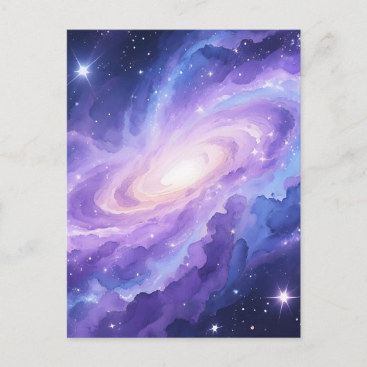 Carte Postale Nébuleuse de galaxie spirale violette (Devant)