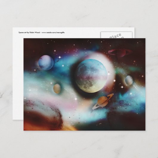 Carte postale nébuleuse spatiale et étoiles (Devant / Derrière)