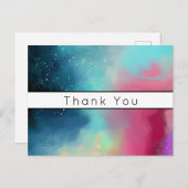 Carte Postale Nébuleuse spatiale verte et rouge moderne aquarell (Devant / Derrière)